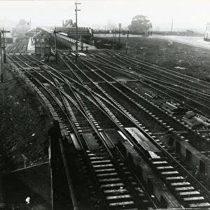 Newmarket, west end of the 1902 station. Through lines diverted to the south and down platform