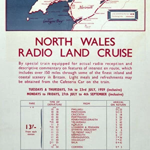 North Wales Radio Land Cruise, 1959. British Railways poster, 1959