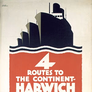 Four Routes to the Continent, LNER poster, 1923-1947