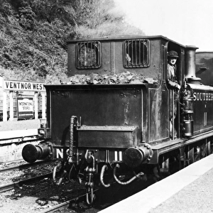 Terrier class steam train Newport, Ventnor West, England, c 1925