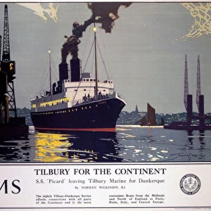 Tilbury for the Continent, LMS poster, 1923-1947
