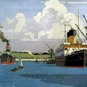 View of docks with SS Duke of Argyll moored alongside a quay, c 1928-1948