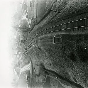 View west over Dunmow station and yard from sky signal. At top left is the goods shed