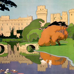 Warwick Castle, LMS poster (detail), 1924
