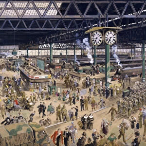 Waterloo Station, watercolour for an SR poster, 1948