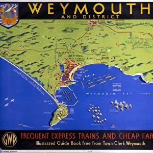 Weymouth and District, Dorset, SR / GWR poster, 1938