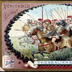Ancient Greece: Thessaly in the antiquit. Thessalian cavalry attack against the Romans