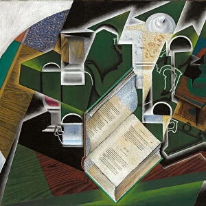 Book, Pipe and Glasses; Livre, pipe et verres, 1915 (oil on canvas)