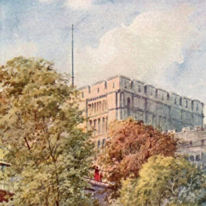 The Castle from the Moat Gardens (colour litho)