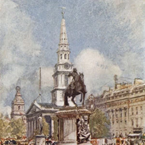 Charing Cross, with Statue of Charles I and St. Martin-in-the-Fields