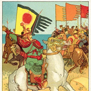 Chinese general Ban Chao reaches the Caspian Sea (chromolitho)