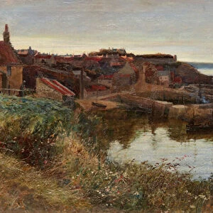 Crail Harbour At Dusk (oil on canvas)