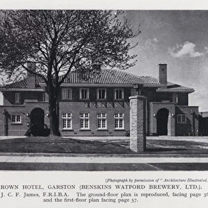 The Crown Hotel, Garston, Benskins Watford Brewery, Ltd (b / w photo)