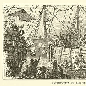 Destruction of the tea, Boston Tea Party, 1773 (engraving)