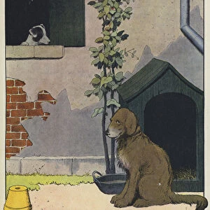 Two dogs (colour litho)