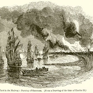Dutch Fleet in the Medway: Burning of Sheerness (engraving)