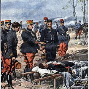 Episode of the war of 1914: General Noel Edouard de Curieres de Castelnau (1851-1944), commander of the French army in Lorraine, swears to the body of his dead son to avenge him