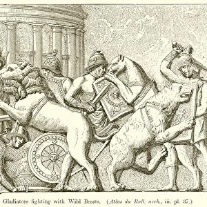 Gladiators fighting with Wild Beasts. (Atlas du Bull. arch. iii. pl. 37) (engraving)