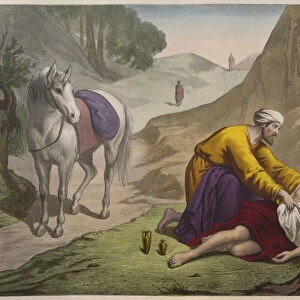 The good Samaritan, illustration from a catechism L Histoire Sainte