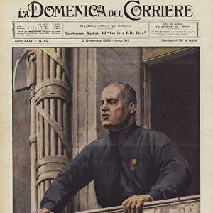 Il Duce, in Rome, from the balcony of Palazzo Venezia, Our Latin and Mediterranean race will still give... (colour litho)