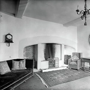 Interior of the south range at Beverston Castle, Gloucestershire, from Country Houses of the Cotswolds (b/w photo)