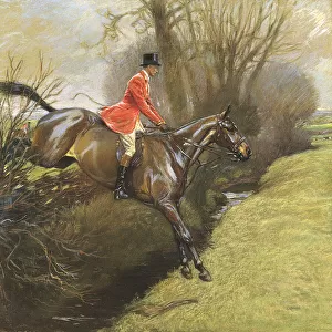 Lt. Col. Ted Lyon Jumping a Hedge (pastel on paper)