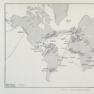 Map of submarine cables worldwide - in "Through electricity"by G