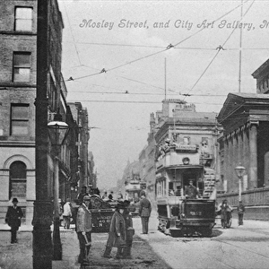 Mosley Street, and City Art Gallery, Manchester, c. 1910 (b / w photo)