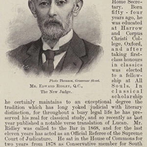 Mr Edward Ridley, QC, the New Judge (engraving)