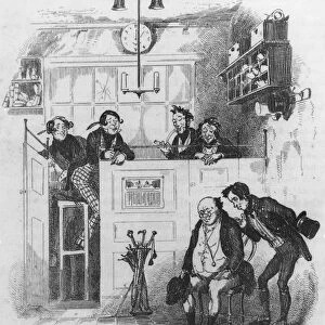 Mr. Pickwick and Sam in the attorneys office, illustration from The Pickwick