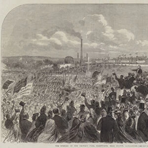 The Opening of the Peoples Park, Farnworth, near Bolton, Lancashire (engraving)
