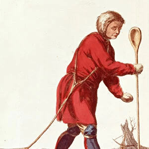 An Ostiak Hunting Ermine (coloured engraving)