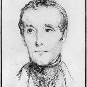 Portrait of Alphonse de Lamartine, c. 1848 (pencil on paper)