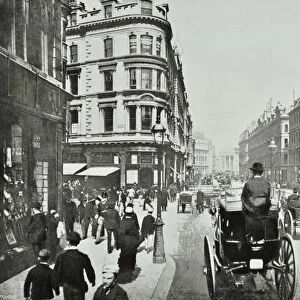 Queen Victoria Street, looking east from Queen Street, City of London, 1890 (b / w photo)