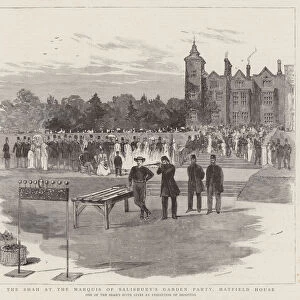 The Shah at the Marquis of Salisburys Garden Party, Hatfield House (engraving)