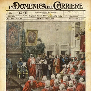 The solemn reopening of the Cyrenaic Parliament, in Benghazi (colour litho)