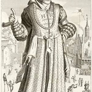 Will Sommers, court jester of King Henry VIII (engraving)