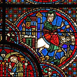 The St Lubin window: visits his diocese (w45) (stained glass)