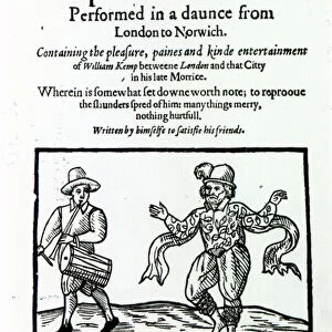 Titlepage to William Kemps Nine Days Wonder, published in 1600 (woodcut)