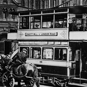 Trams in Manchester, c. 1900 (b / w photo)