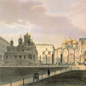 View of the Cathedrals in the Moscow Kremlin, printed by Lemercier, Paris, 1840s