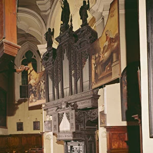 View of the organ in Franziskanerkirche, Vienna, 1643 (mixed media)