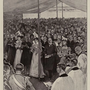 The Visit of the Prince of Wales to Eastbourne, the Herdsmens Service at the Agricultural Show (litho)