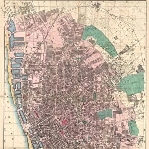 1890, Bacon Pocket Map of Liverpool, England, topography, cartography, geography