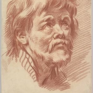Head Old Man mid late 18th century Crayon manner engraving printed