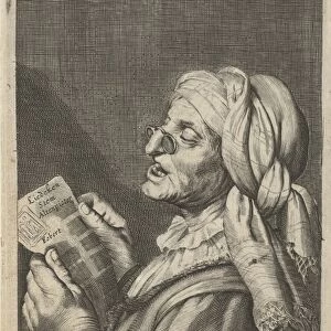 Old woman sings, Cornelis van Dalen (I), Gerard van Honthorst, I. Houwens, 1612 - 1715
