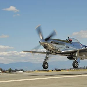 P-51D Mustang taking off from Chino, California