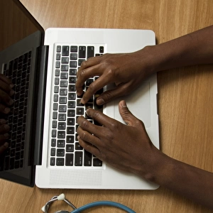 Stethoscope and laptop computer