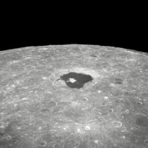 View of the large crater Tsiolkovsky on the lunar surface