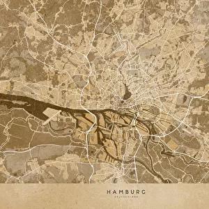 Sepia vintage map of Hamburg Germany